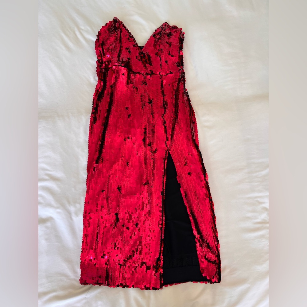 NWT Red Sequin Mini strapless dress